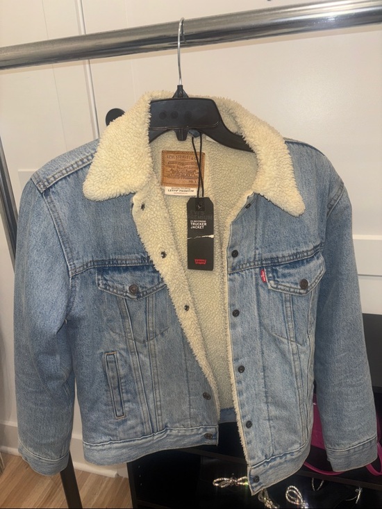 Levi's Jackets & Blazers - Levi's Ex-Boyfriend Blue Denim Sherpa-Lined Trucker Jacket